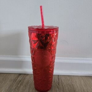 24oz Starbucks Red Tumbler with Straw